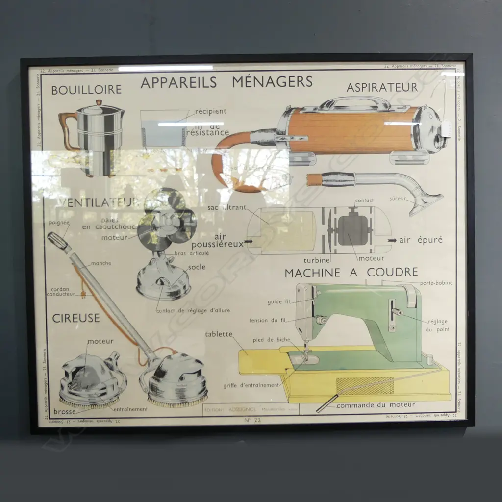 FRENCH PRINT 'APPAREILS MENAGERS' 740x890mm Image 1++