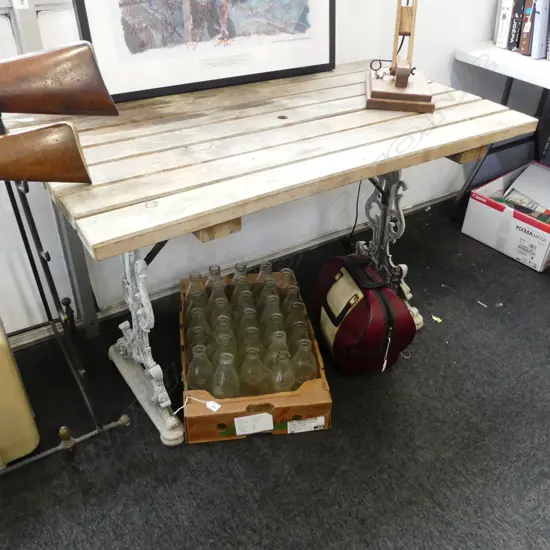 OUTDOOR TABLE w. CAST IRON ENDS 1200x660x760mm