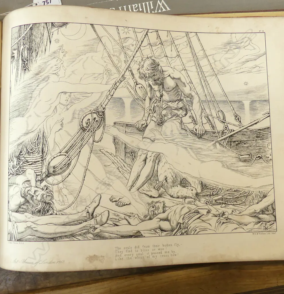 BOOK; COLERIDGES RIME OF THE ANCIENT MARINER LONDON 1863 ILLUS BY PATON Image 1++