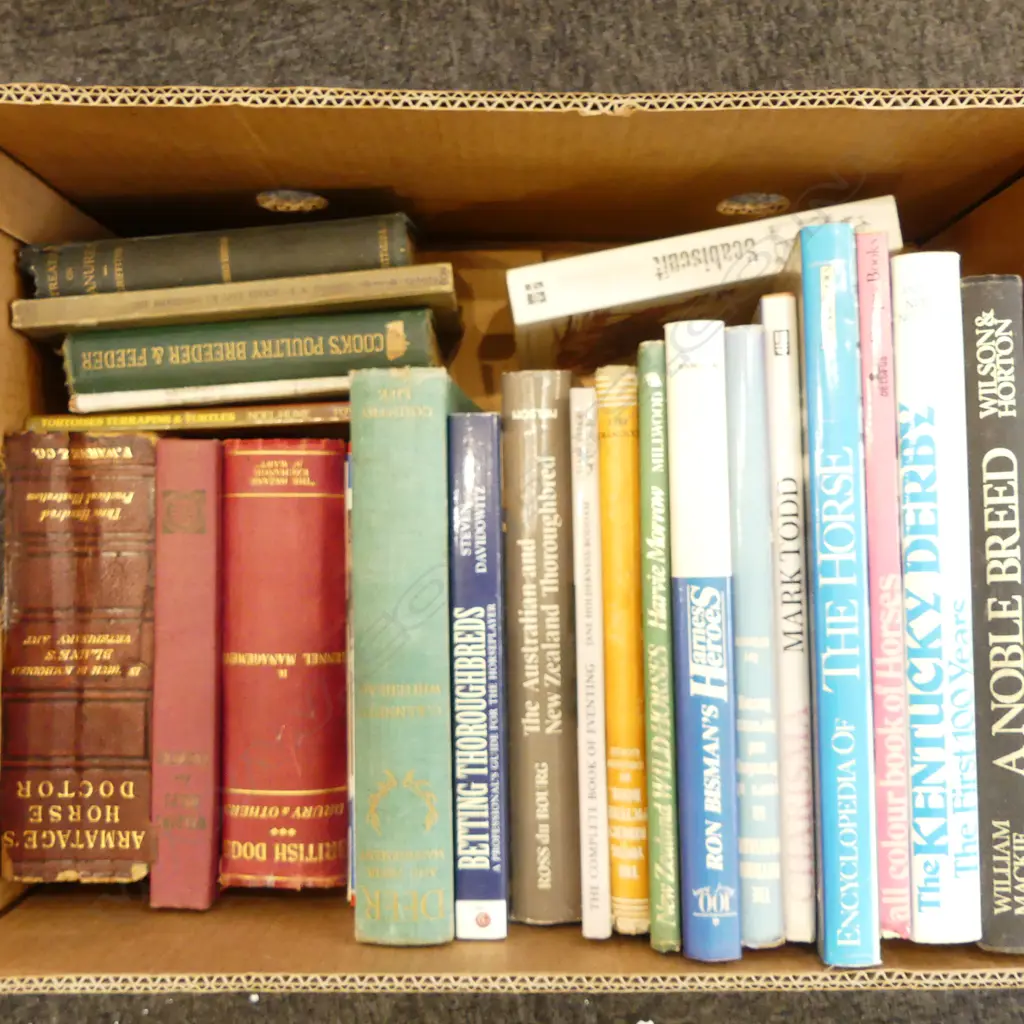 BOX OF HORSES & ANIMAL HUSBANDRY BOOKS Image 1++