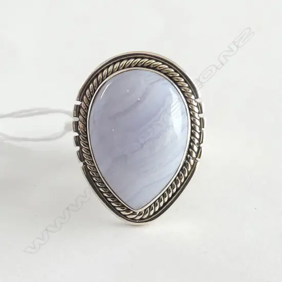 925 SILVER & BLUE LACE AGATE RING SIZE S?