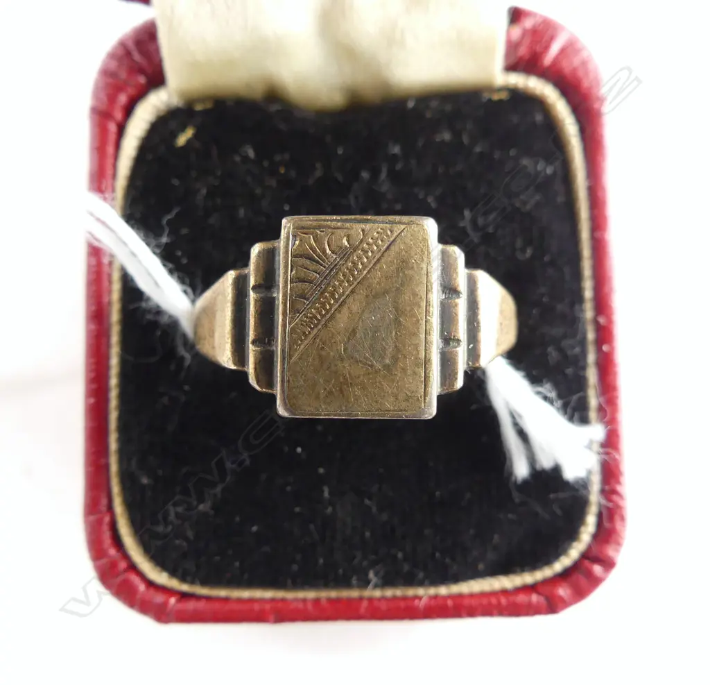 9CT & SILVER SIGNET RING 4.5gm SIZE T Image 1++