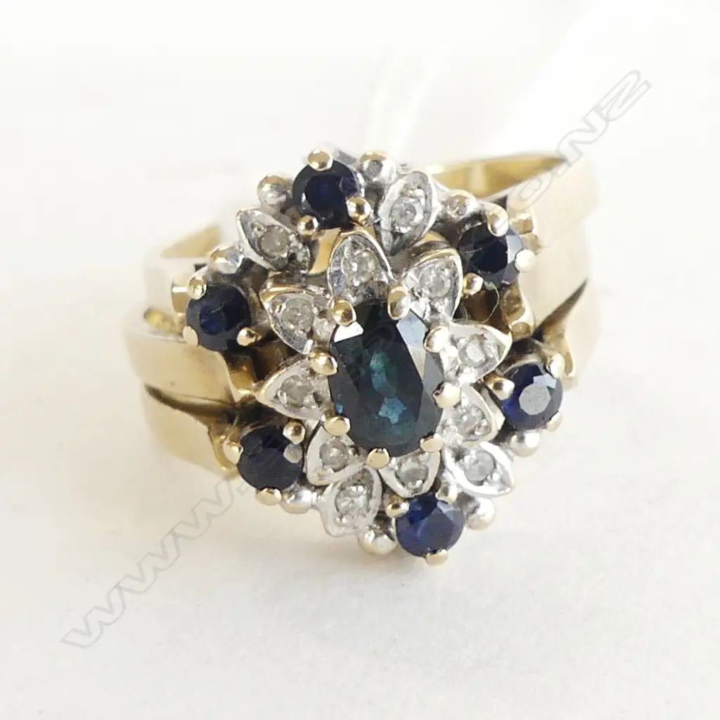 9ct SAPPHIRE & DIAMOND 3 RING SET, 7gm SIZE N Image 1++
