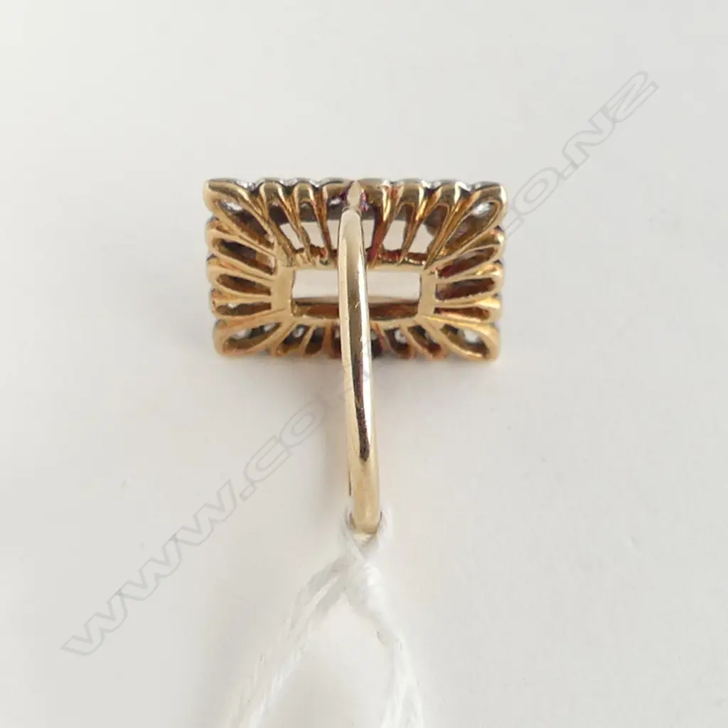 18ct GOLD LGE emerald cut CITRINE ? with chip  & DIAMOND RING  (4x diamonds with faults) 5.15gms size K Image 1++