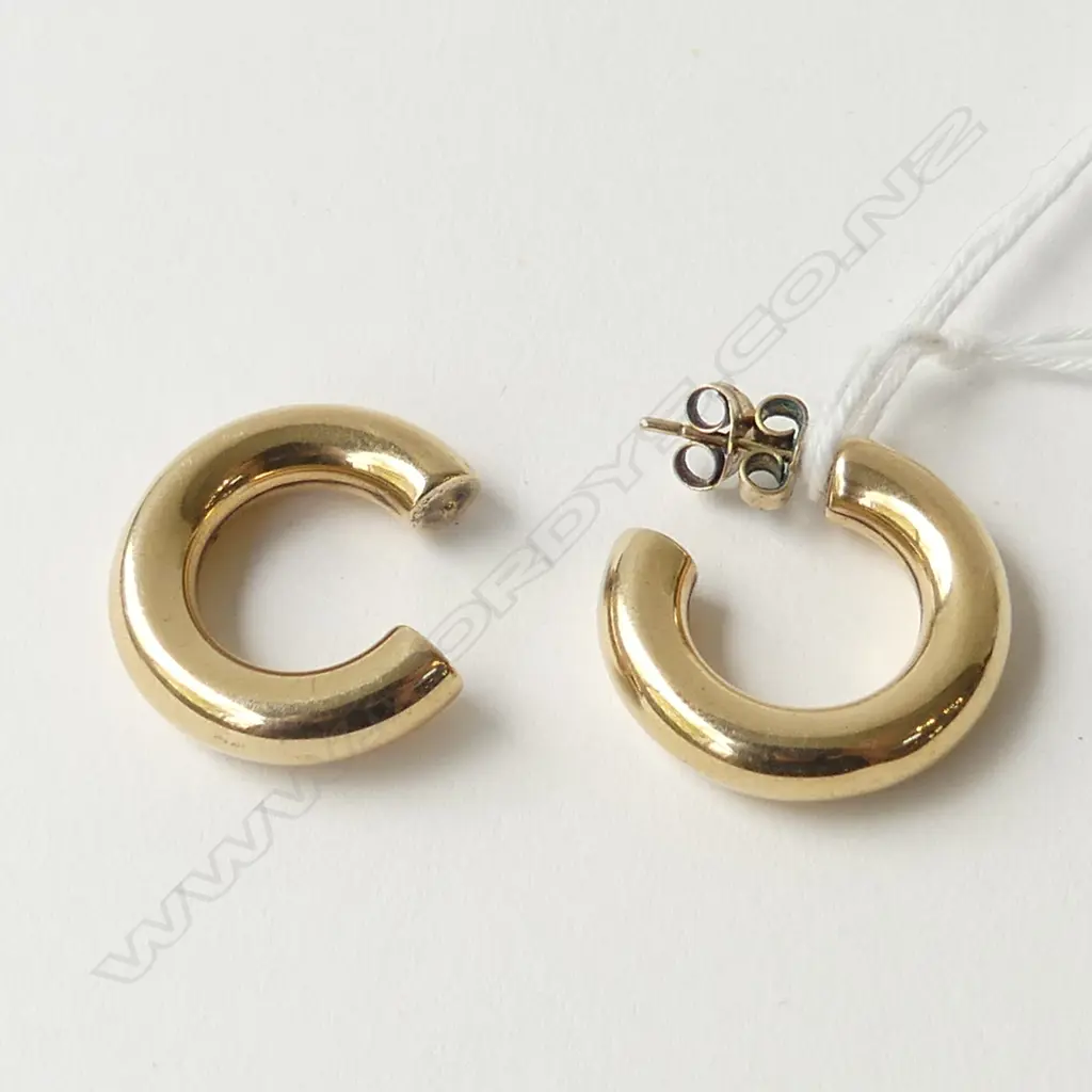 PR 9CT HOOP EARRINGS (1 FAULTED) 4.0gms Image 1++