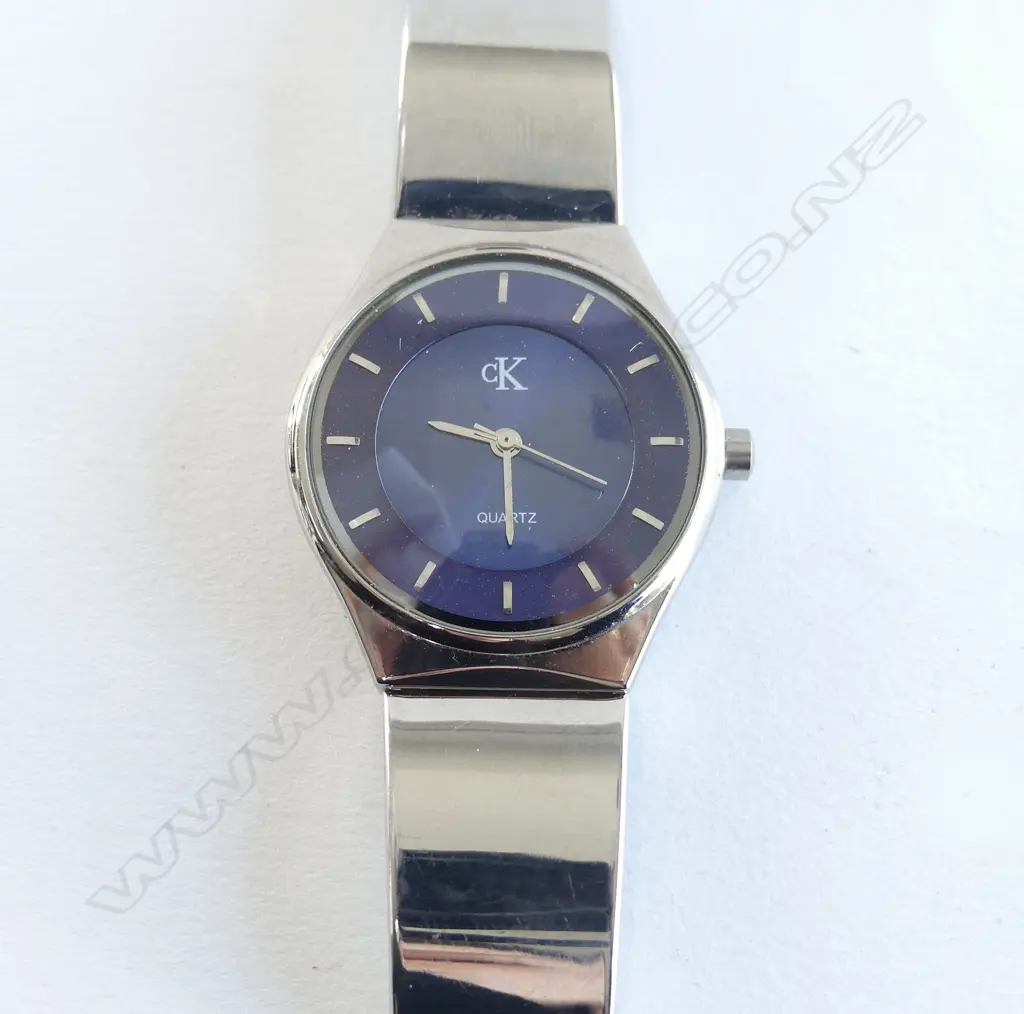 CALVIN KLIEN GENT'S WRISTWATCH stainless steel blue dial. Quartz. Running Image 1++