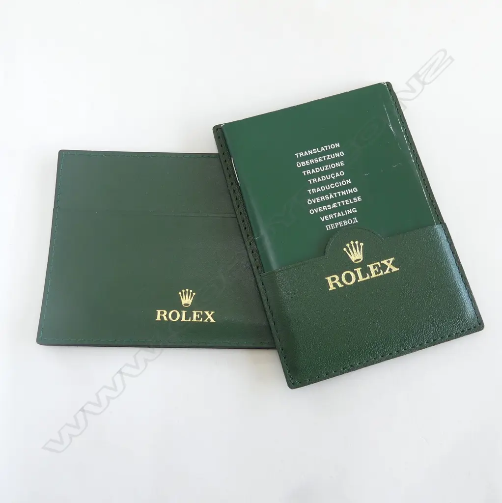 2 green  leather ROLEX CERTIFICATE WALLETS + BOOKLET no certificates Image 1++