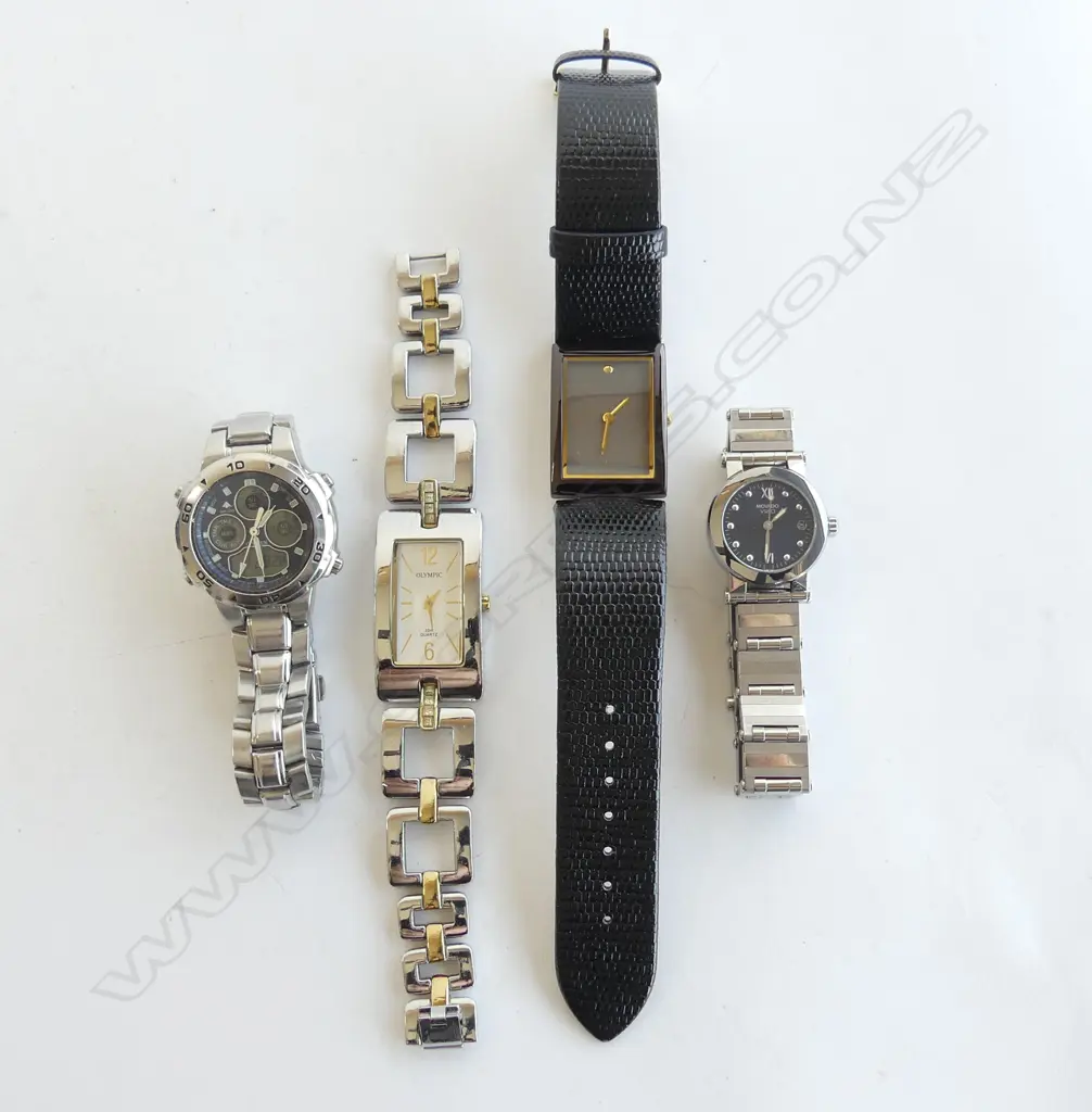 4 LADIES WRIST WATCHES, OLYMPIC, CITIZEN & 2 MOVADO (ALL RUNNING) Image 1++