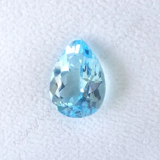 NATURAL BLUE TOPAZ 14.25cts, PEAR FACET CUT, AIG REPORT