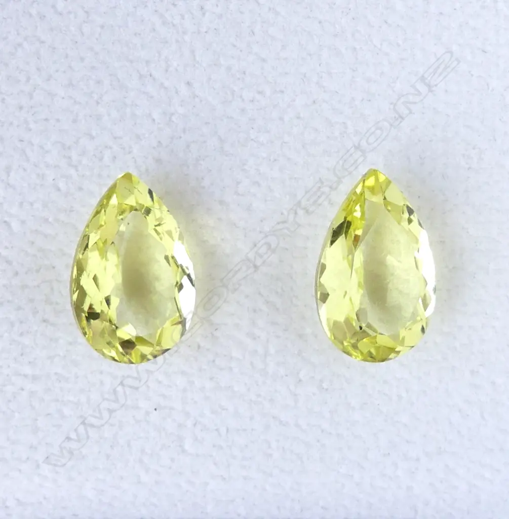 PR NATURAL LEMON QUARTZ 11.9cts, PEAR FACET CUT, AIG REPORT Image 1++