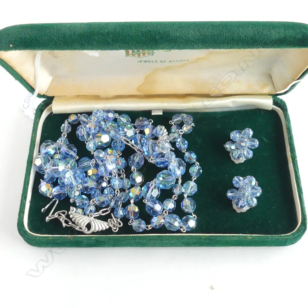 TRIPLE STRAND CRYSTAL NECKLACE AND EARRINGS (aurora borealis finish)  Image 1++