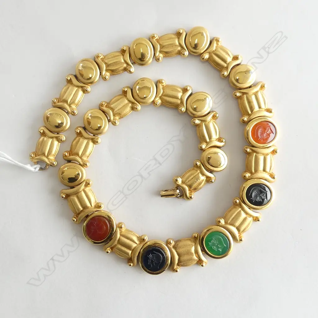 GOLD PLATE COSTUME NECKLACE, ROMAN STYLE L.400mm Image 1++