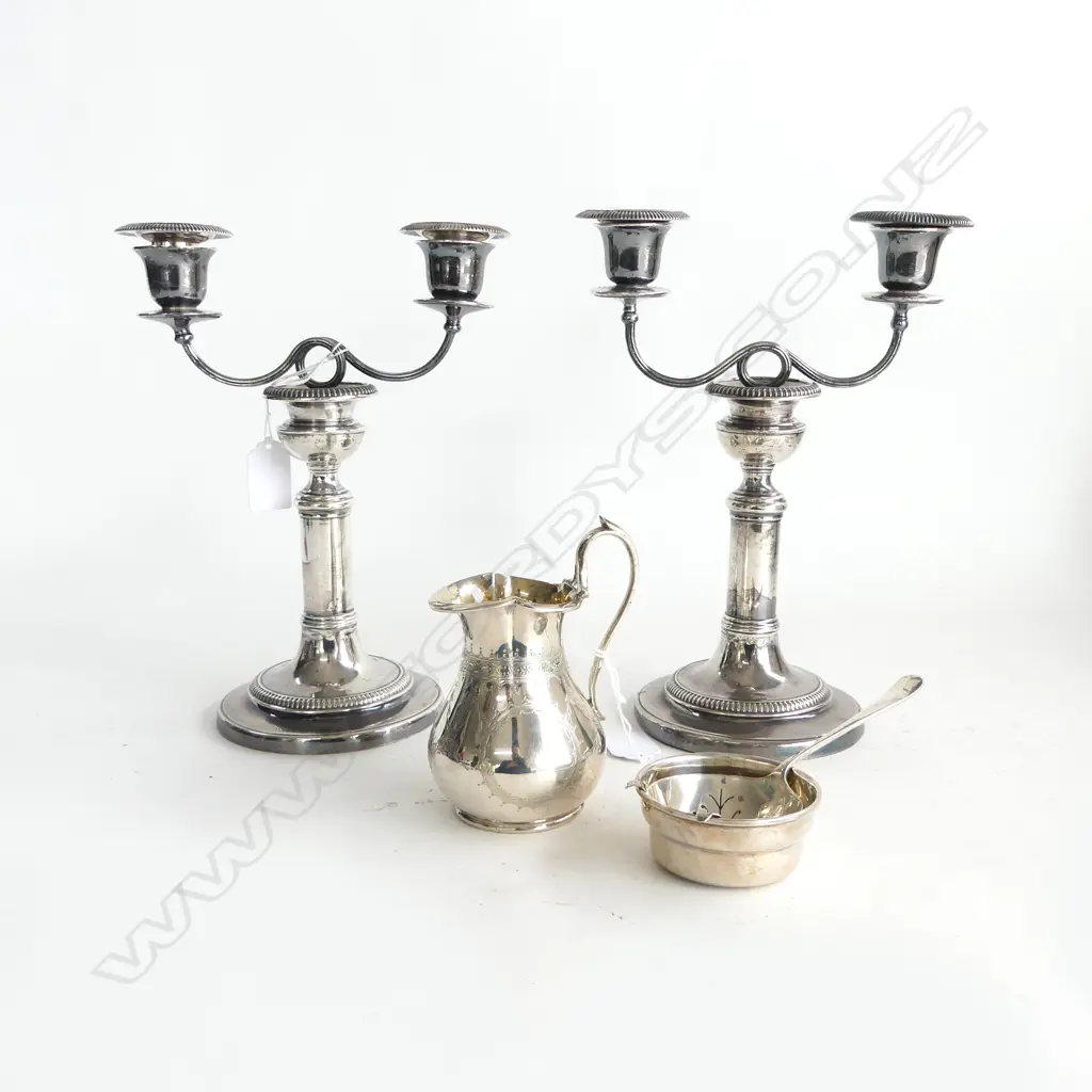 3 PCES STG SILVER; JUG, BOWL, SIFTING SPOON, 228gms CANDLESTICKS NOT INCLUDED!!!!!! Image 1++