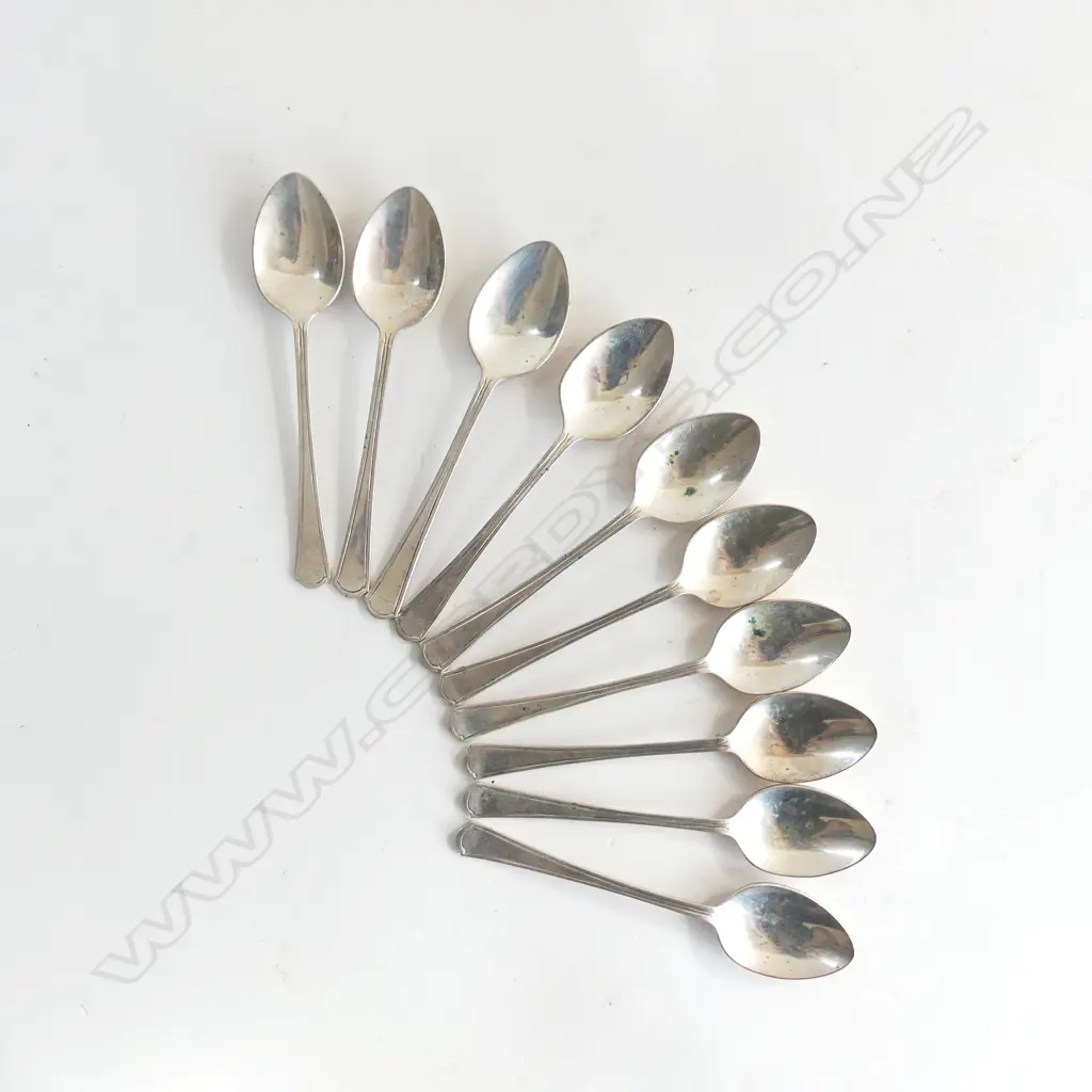 10 STG SILVER TEASPOONS, 146gms Image 1++