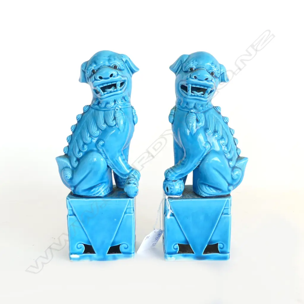 PR BLUE GLAZED FU DOGS H.200mm Image 1++