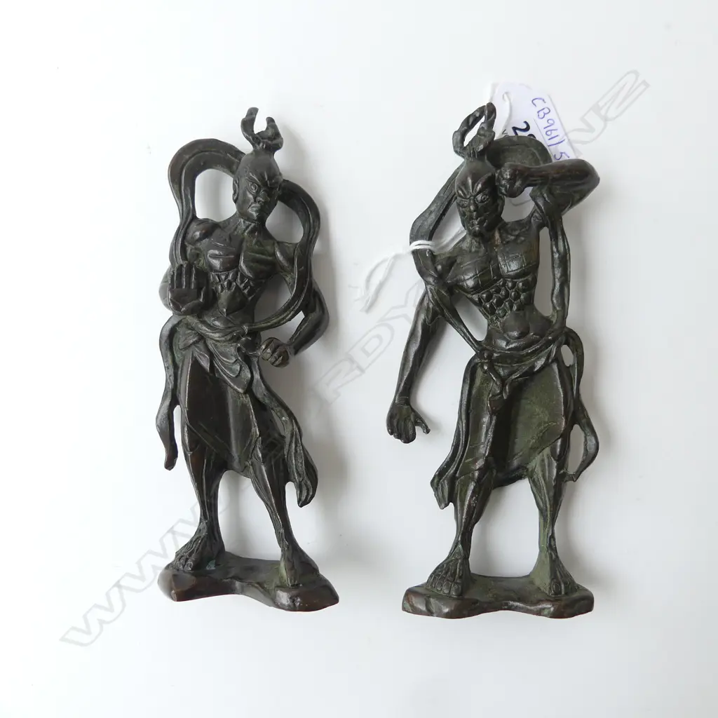 2 SMALL JAPANESE BRONZE FIGURES H140MM Image 1++