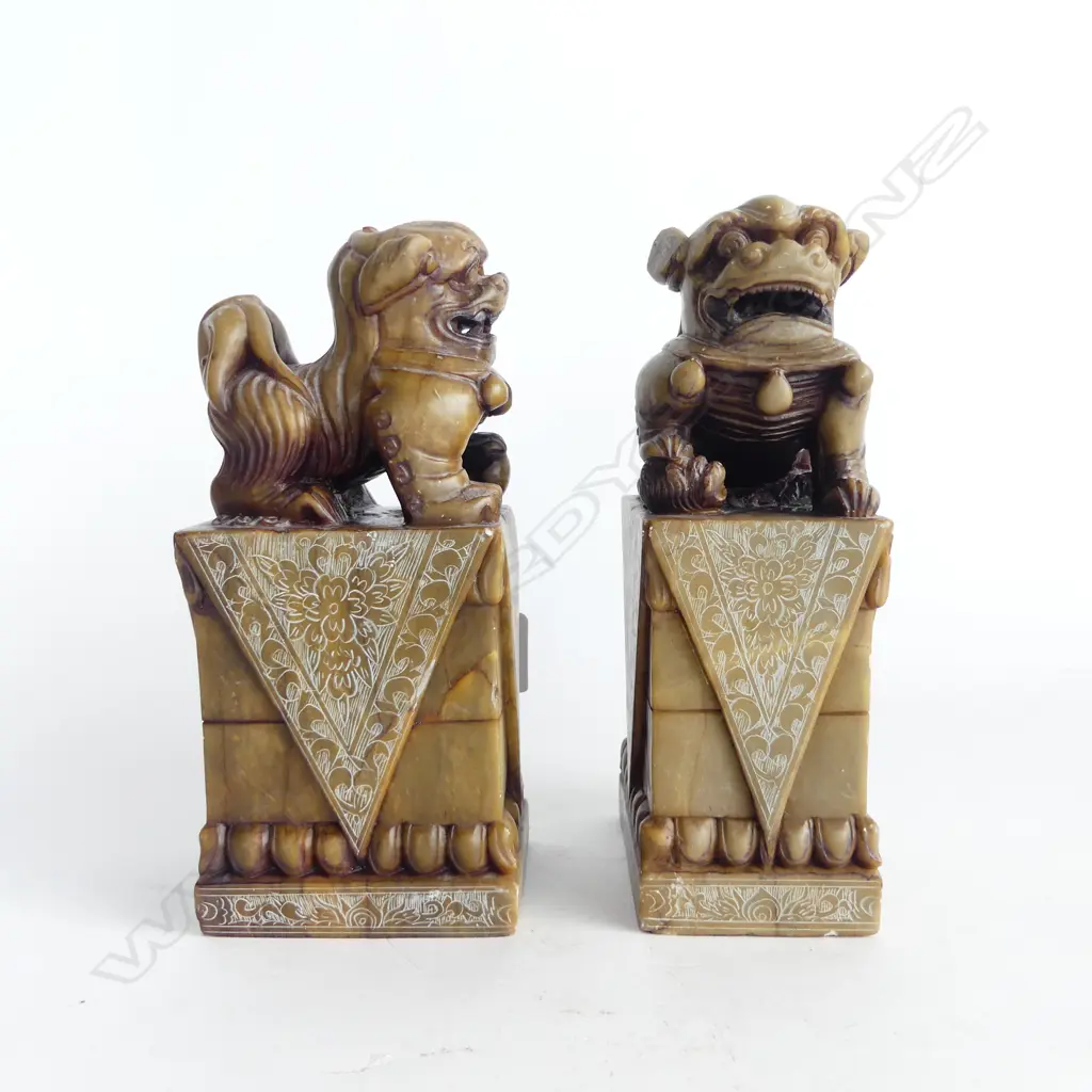 PR CARVED STONE FU / FOO DOGS H.215mm Image 1++