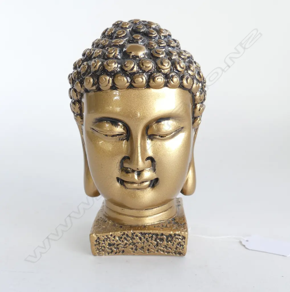 BUDDHA HEAD STATUETTE ON BASE H.160mm Image 1++