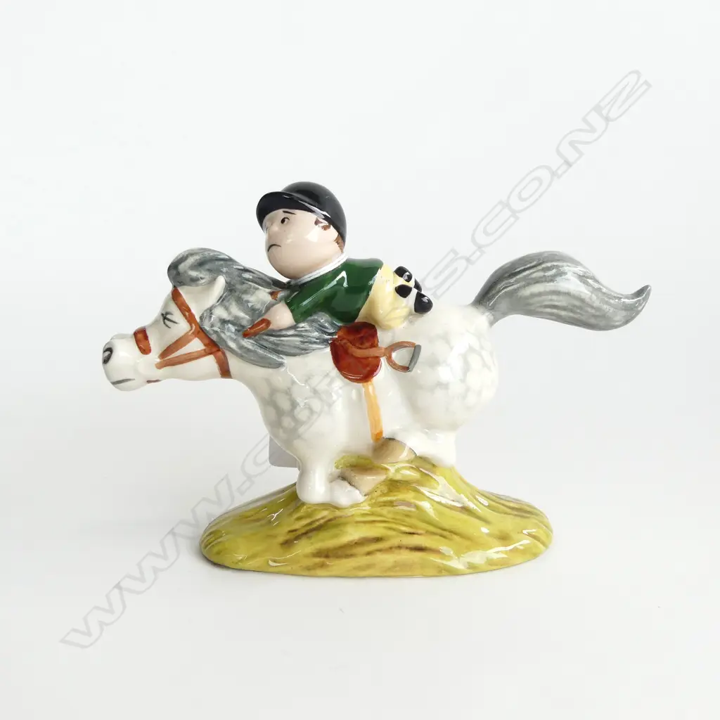 BESWICK NORMAN THELWELL 1983 COMICAL HORSE & RIDER 'PONY EXPRESS' L.160mm Image 1++