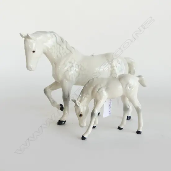BESWICK HORSE & FOAL both DAPPLE GREY. Horse with chip to ear. H's.150 & 85mm