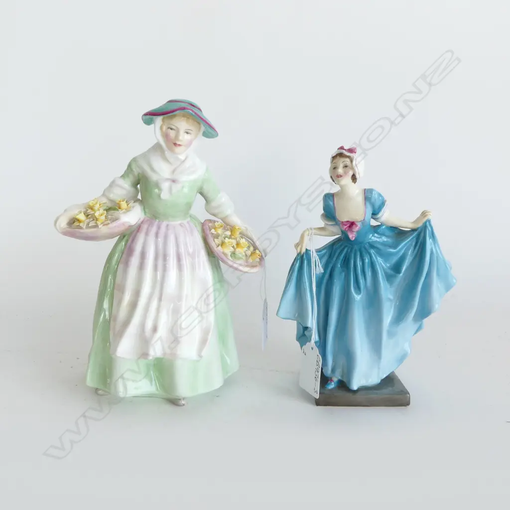 2 ROYAL DOULTON FIGURINES 'DAFFY DOWN DILLY' H.200mm & 'DELIGHT' H.170mm (crack to base) Image 1++