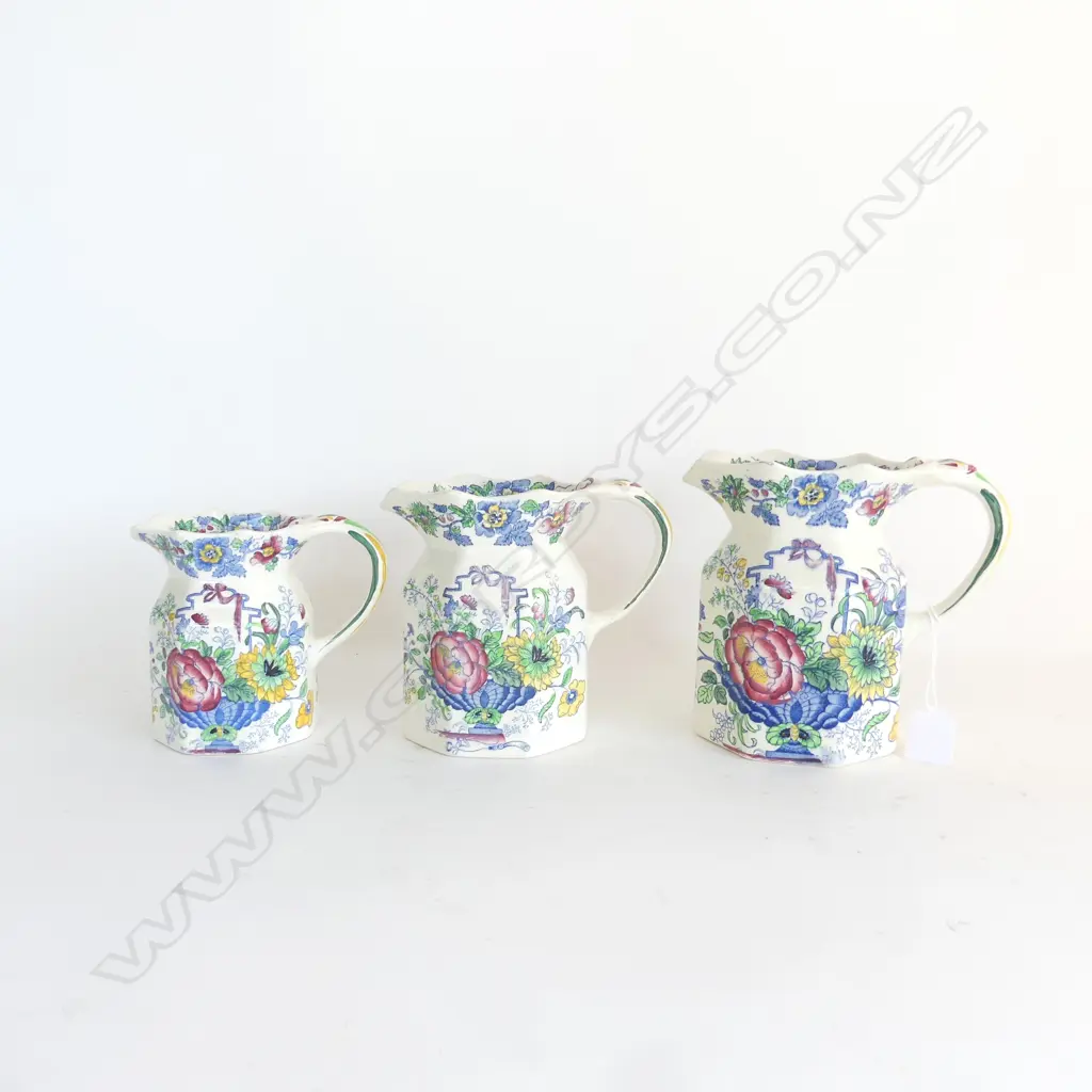3 MASONS 'STRATHMORE' GRADUATING JUGS H.155mm smallest w. 30mm hairline Image 1++