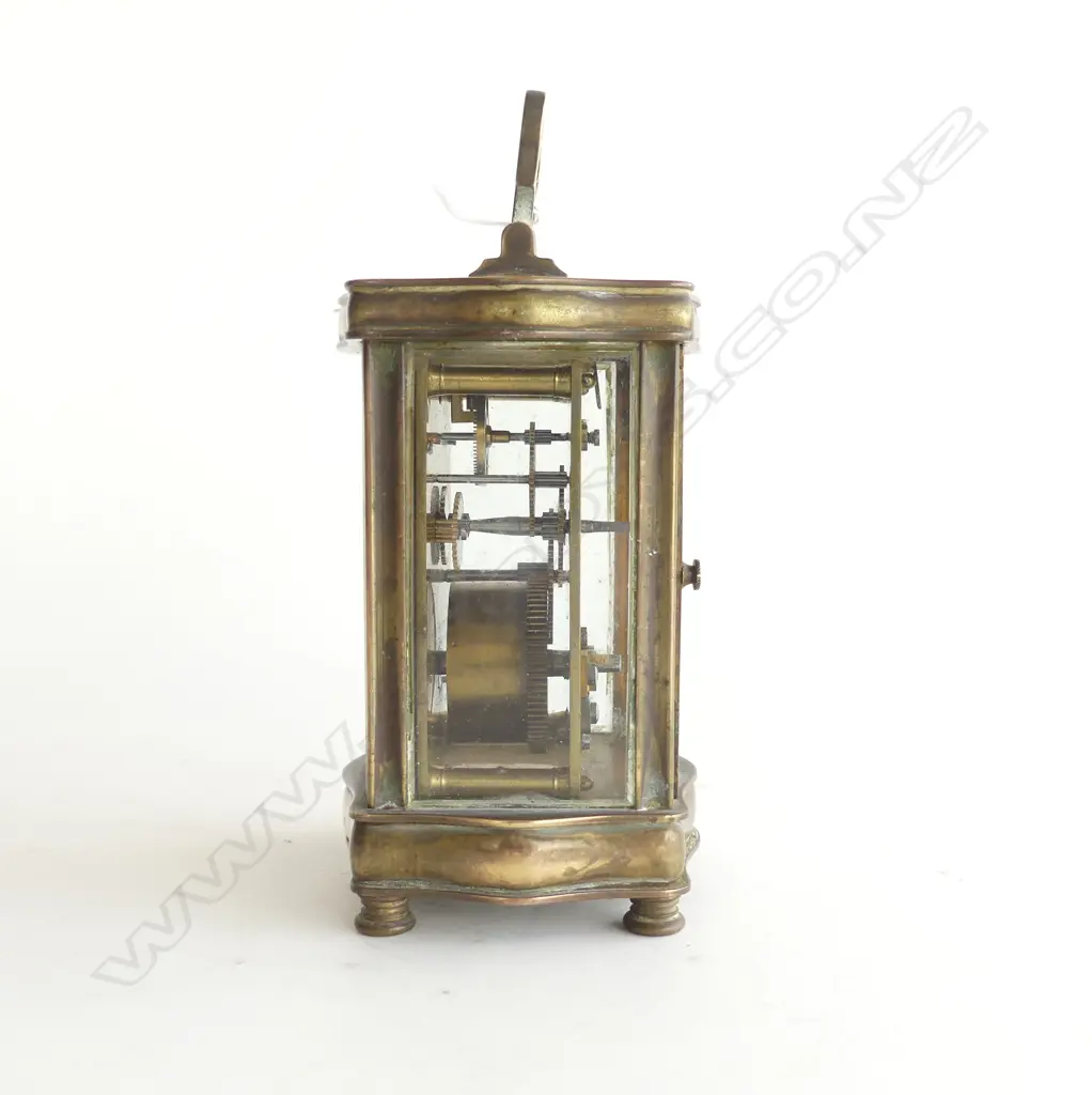 EARLY 20THC CARRIAGE CLOCK (WORKING), SERPENTINE SHAPE, (NO KEY) H.160mm Image 1++