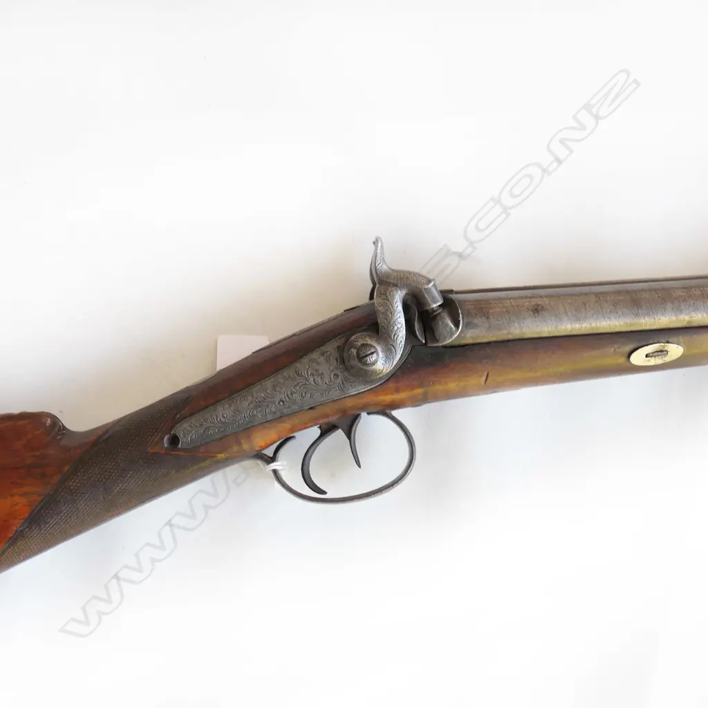 Double barrel muzzle loading shotgun, lock engraved "Twigg", Image 1++