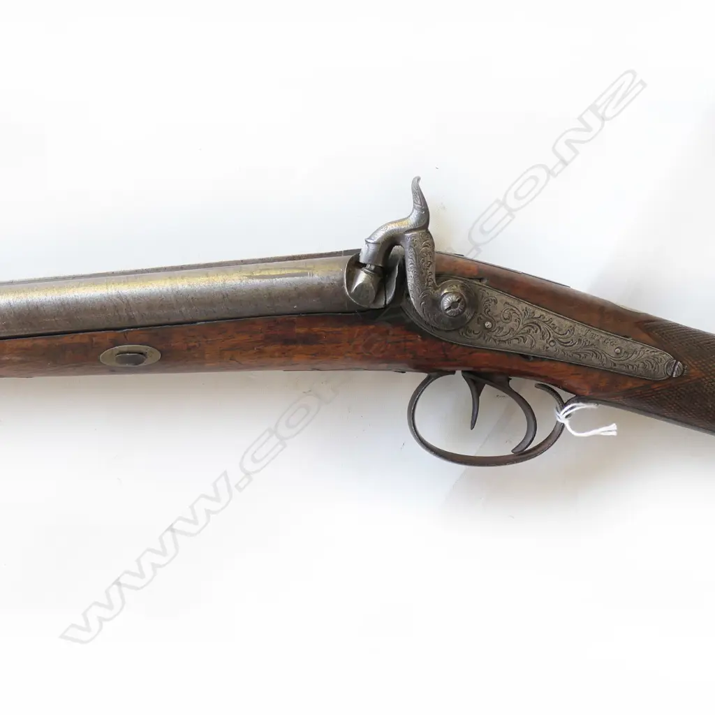 Double barrel muzzle loading shotgun, lock engraved "Twigg", Image 1++