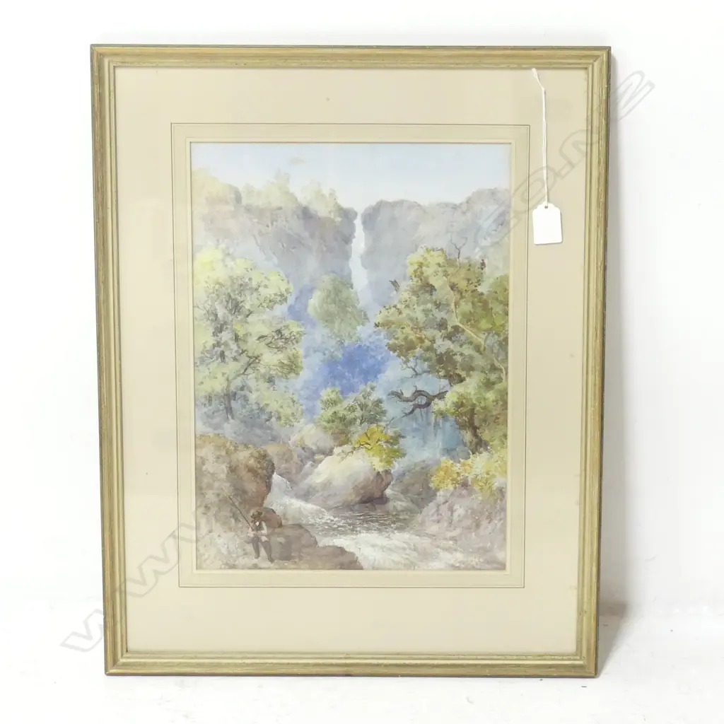 ARTIST UKNOWN, BUSH w. FISHERMAN, WC 380x275mm Image 1++
