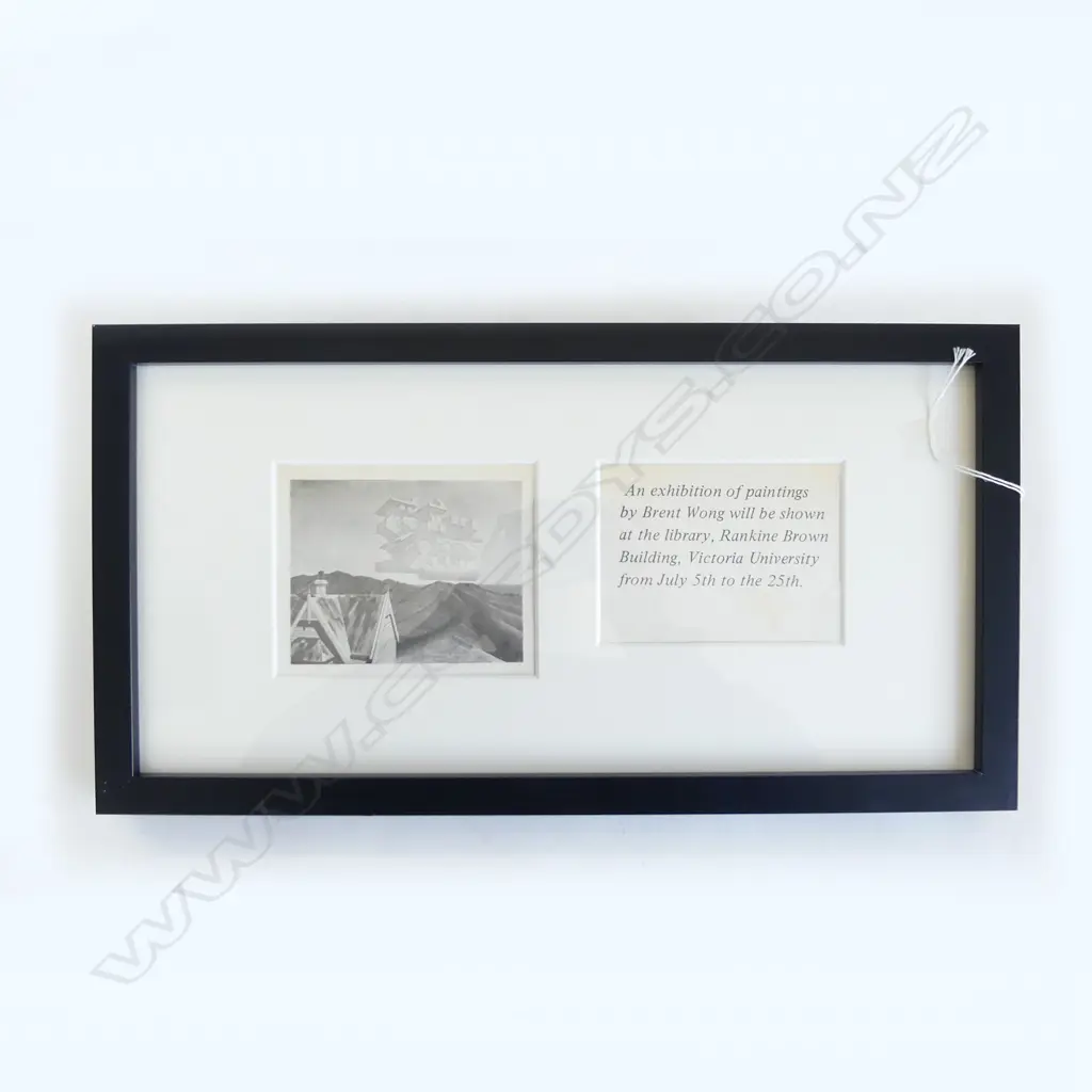 BRENT WONG EXHIBITION INVITATION 1976, LITHOGRAPH, 200 x400mm  Image 1++