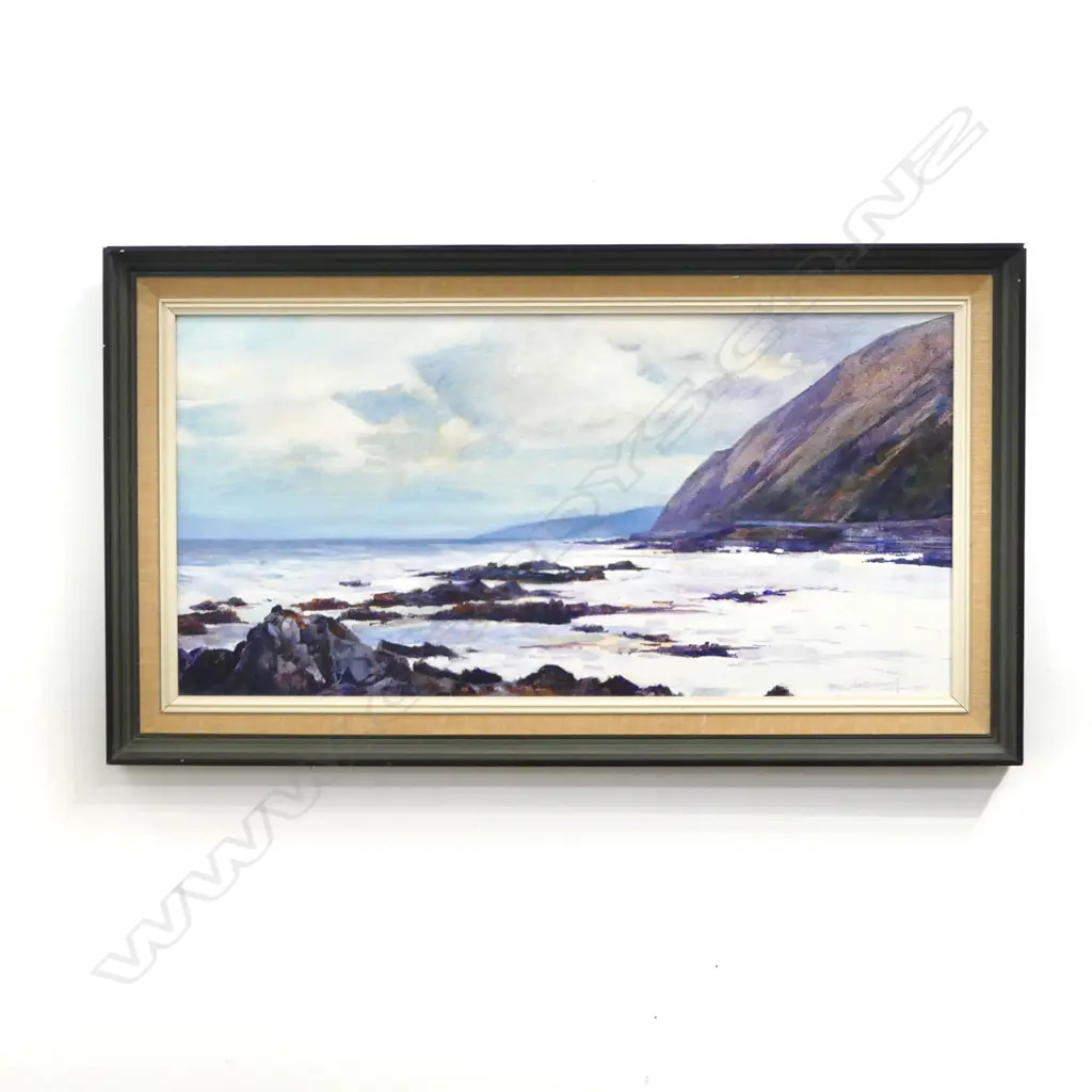 ROB McDOWELL 'COASTAL WELLINGTON' ACRYLIC ON BOARD, SIGNED & DATED '75 365x745mm Image 1++