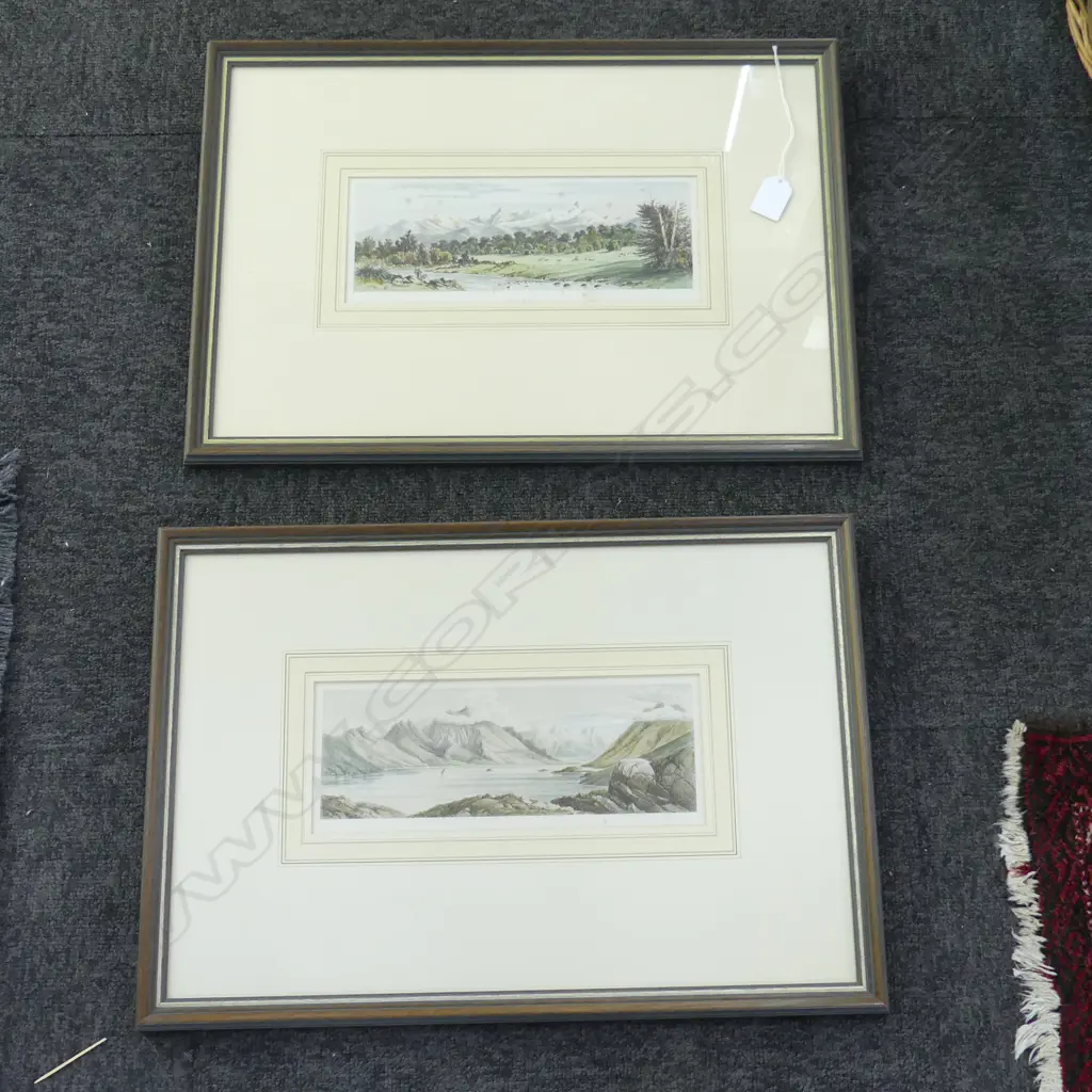 2 BARRAUD H/COLOURED LITHOGRAPHS, LAKE COLERIDGE & TE ANAU (foxing) 105x270mm Image 1++