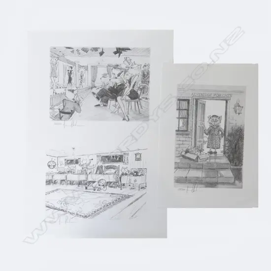 3 IVAN CLARKE 'LONELY DOG' GICLEE LTD-ED PRINTS 328/500. 'Catwalk' + 'Orphanage' & 'The Doorstep'. 330 x 230mm