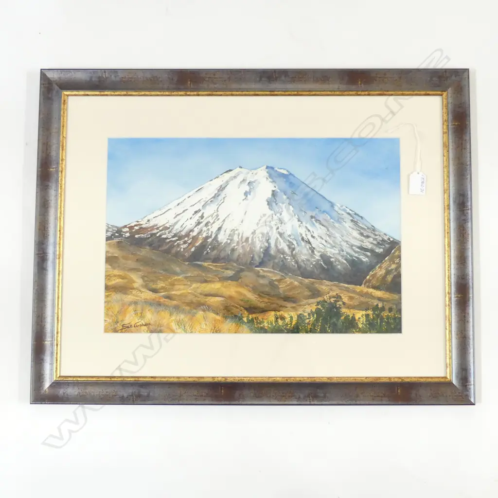 (24955) SUE GRAHAM W/C SNOW Mt NGARAHOE signed 290 X 440mm Image 1++