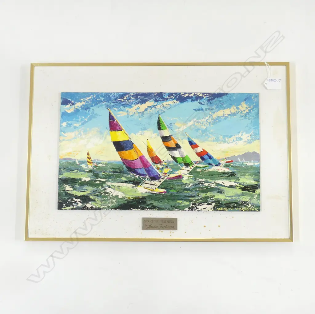 (24955) MAURICE FORESTER OIL ON BOARD 'CATS ON THE WAITEMATA' signed & labelled 240 x 405mm Image 1++
