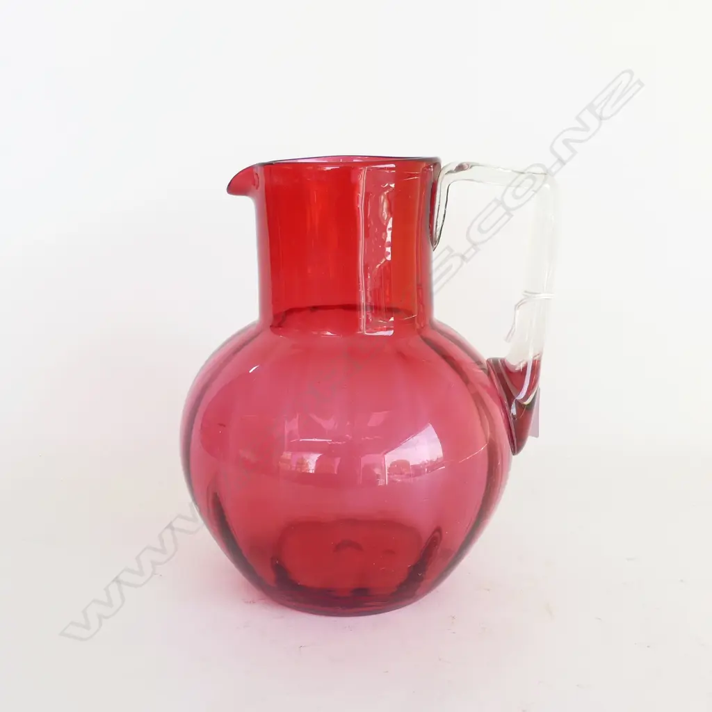 VINTAGE CRANBERRY / RUBY GLASS JUG H.200mm Image 1++