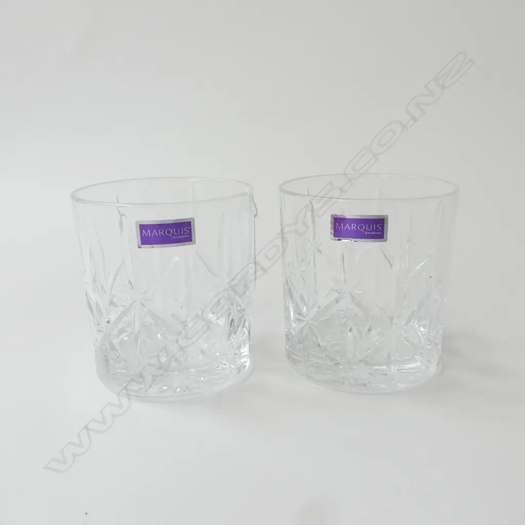 PR OF WATERFORD MARQUIS DOUBLE OLD FASHIONED WHISKY TUMBLERS, H.95MM D.85MM Image 1++