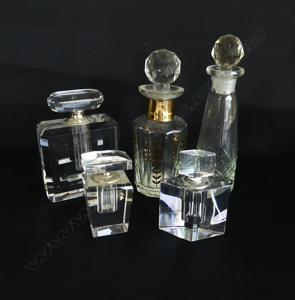 5 CRYSTAL PERFUME BOTTLES H.165mm Image 1++