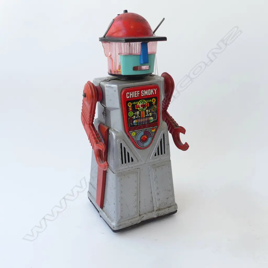 VINTAGE CHIEF SMOKY TIN TOY ROBOT [NEEDS WORK] H300MM made in Japan Image 1++