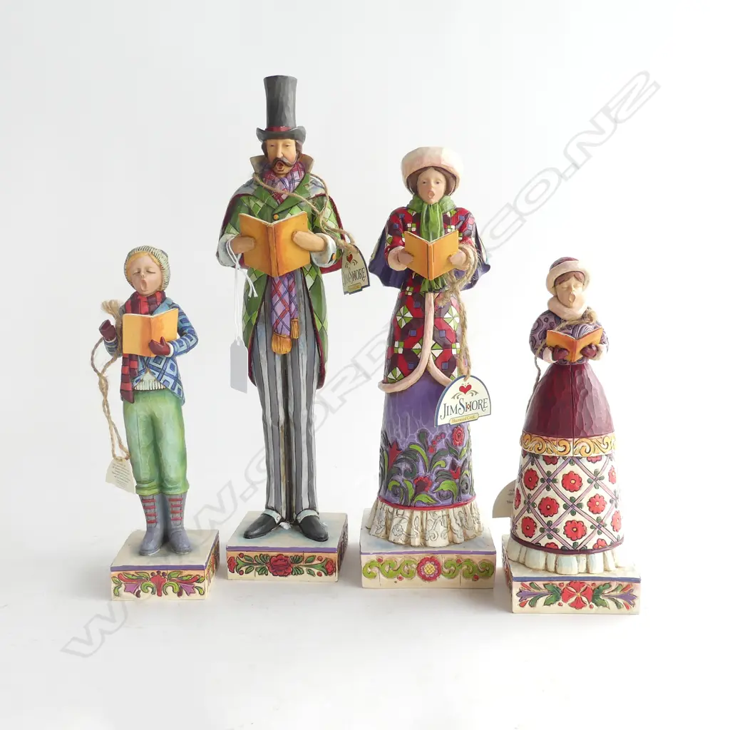 4 JIM SHORE 'HEARTWOOD CREEK' RESIN CAROL SINGERS H.345mm + BOXES Image 1++