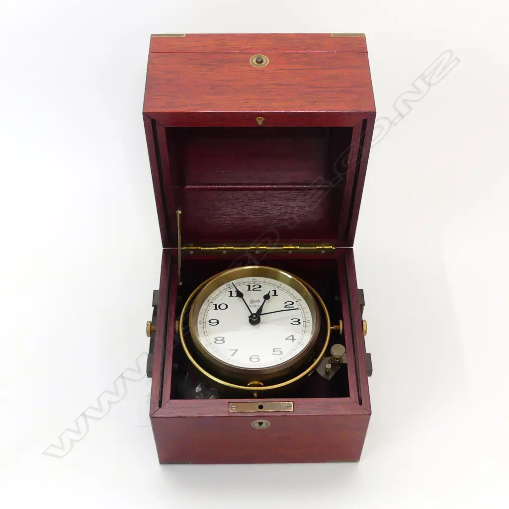 SCHATZ GIMBALLED CLOCK IN MAHOGANY CASE 175X175x180mm Image 1++