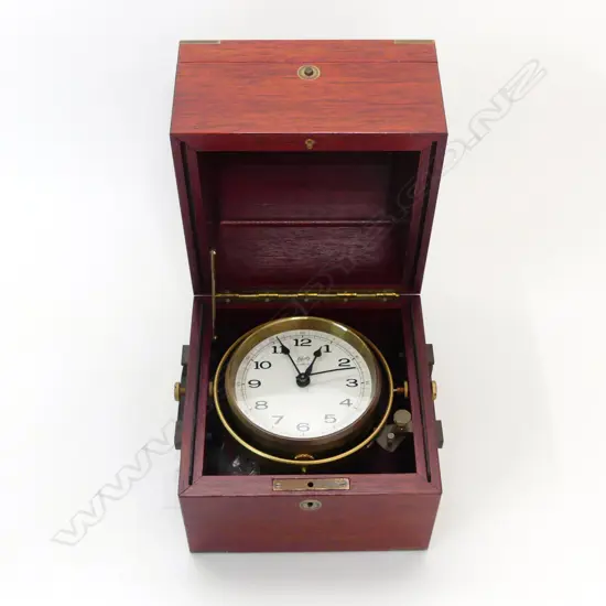 SCHATZ GIMBALLED CLOCK IN MAHOGANY CASE 175X175x180mm