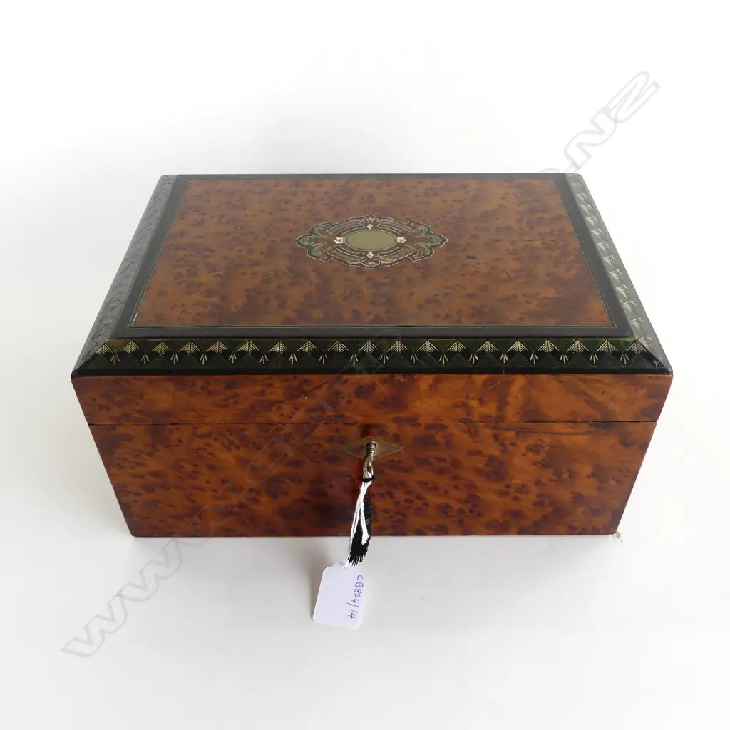 VICT BURR WALNUT WORK BOX, 140 x 280mm Image 1++