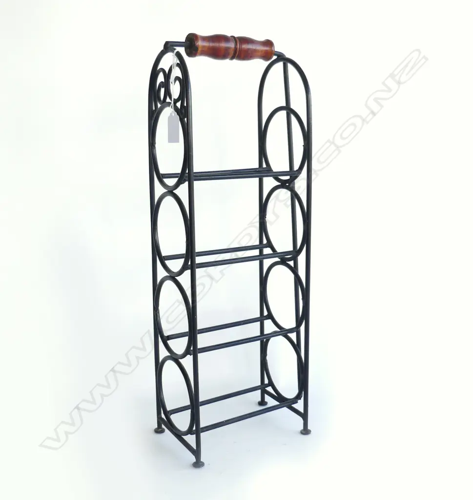 METAL WINE RACK WITH WOODEN HANDLE, H.520MM Image 1++