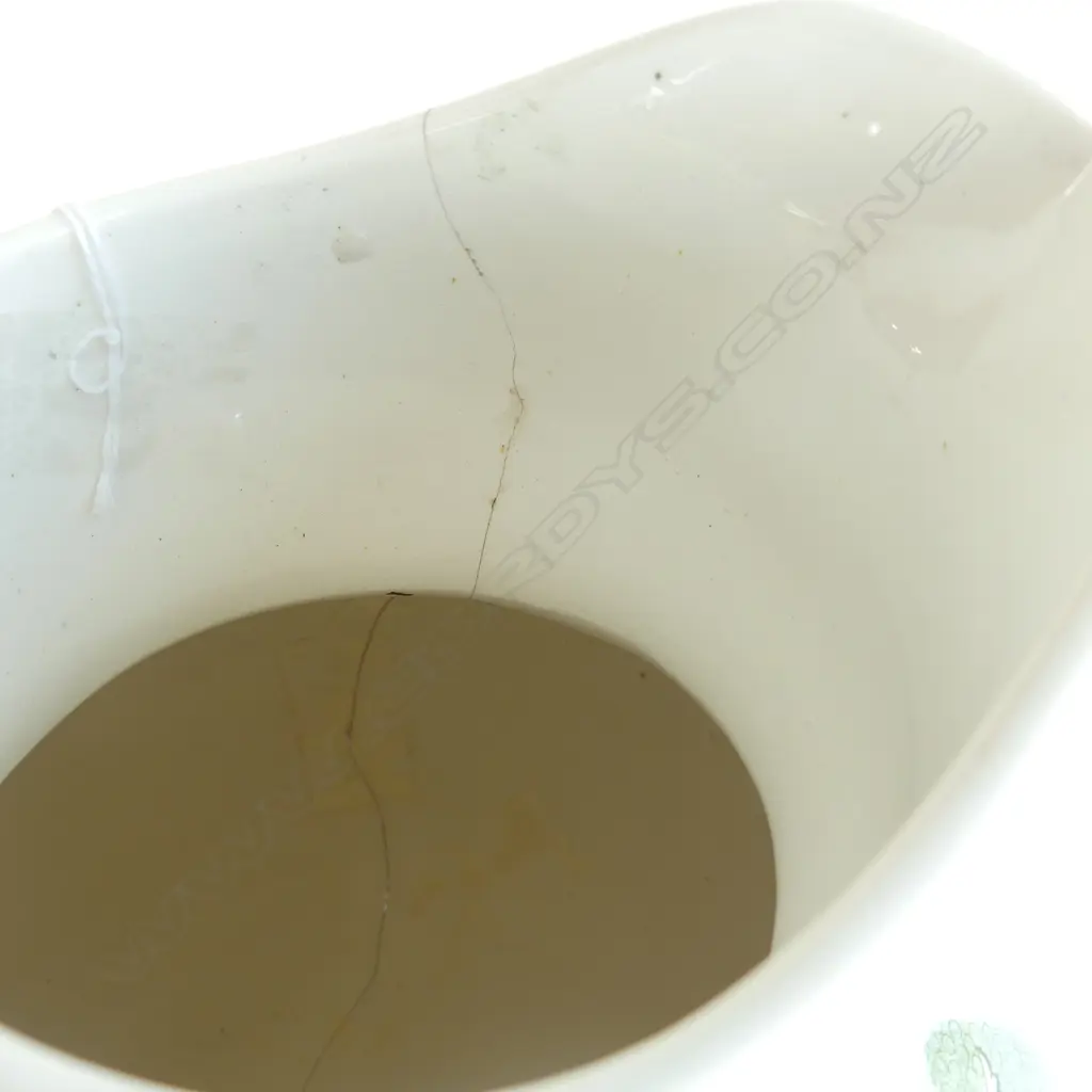 VINTAGE GREEN & WHITE PITCHER (with crack), H.300mm. Image 1++