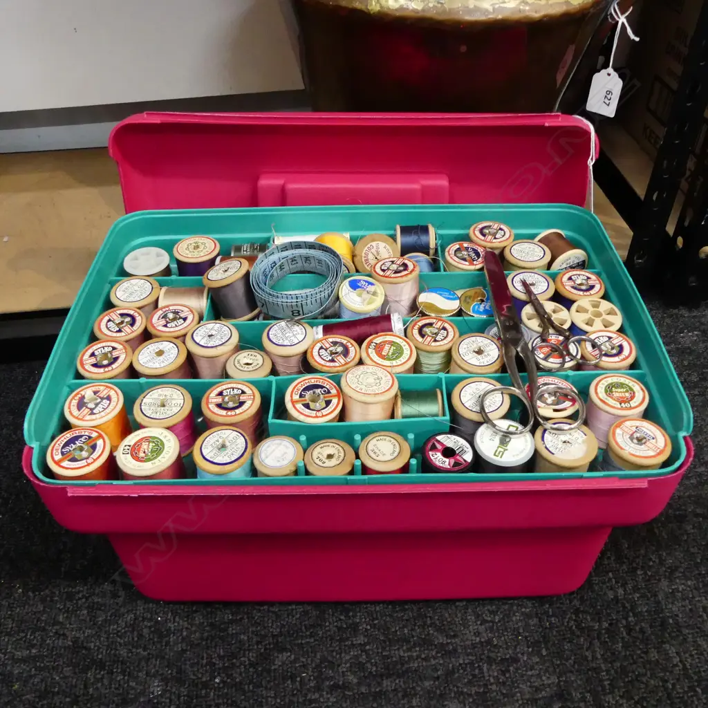 ASST. SEWING EQUIPMENT; THREAD SPOOLS ETC Image 1++