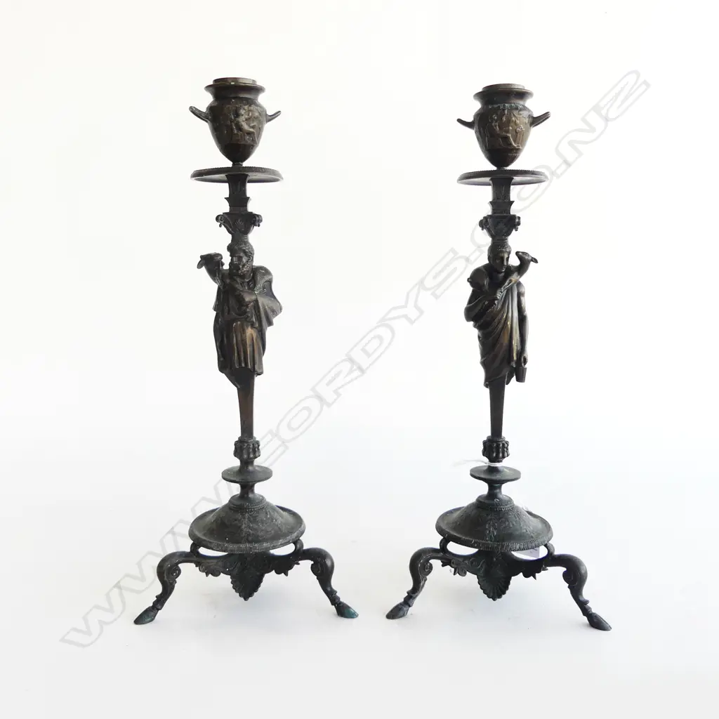 PR ANTIQUE BRONZE CANDLESTICKS H.330mm Image 1++