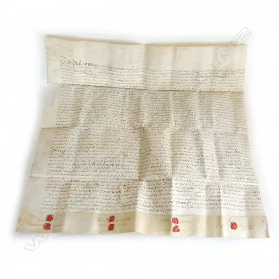 LARGE UNFRAMED VELLUM ENGLISH MARRAGE DEED C1672  710 x 690mm