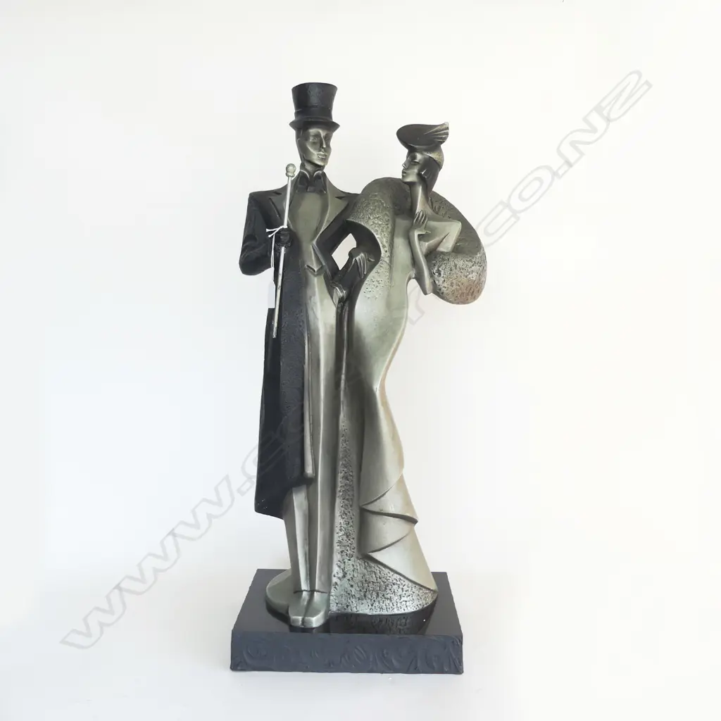 'DANIEL HIGH SOCIETY' SERIES FIGURE GROUP PLASTER made 1991 by Austin Sculpture H.800mm Image 1++
